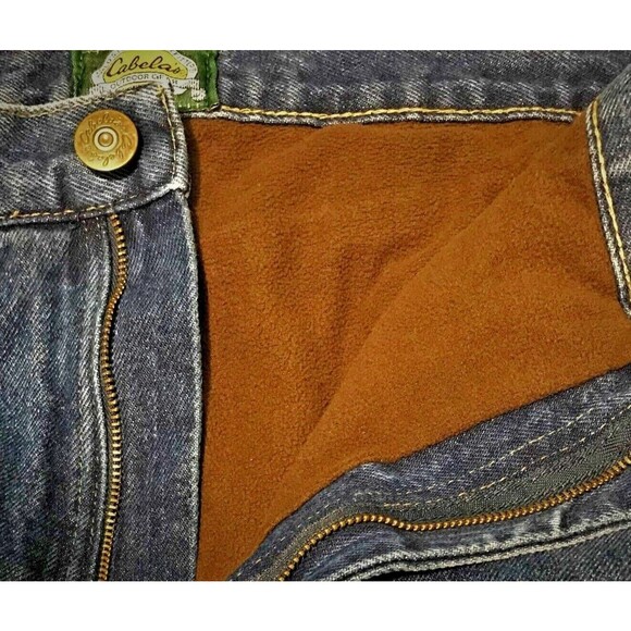Cabela's Blue Jeans Men's Size 42x28 Brown Flannel Lined Relaxed Denim High Rise - Picture 11 of 11